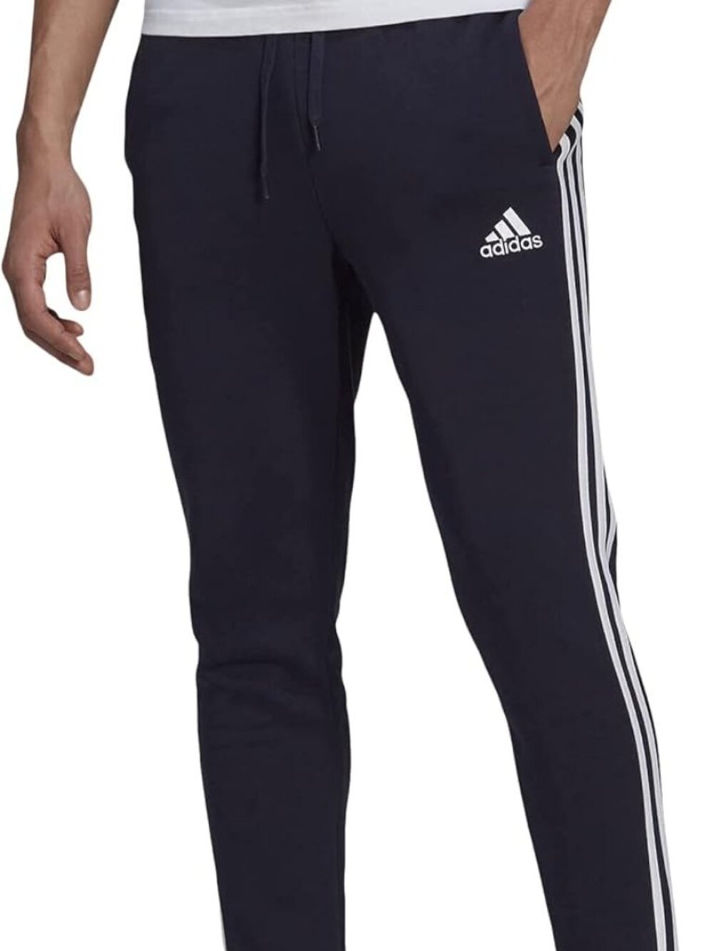 adidas Men's Essentials 3-Stripes Fleece Tapered Cuff Pants